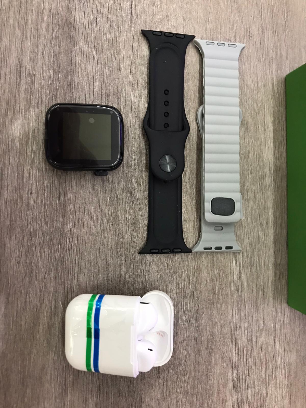 Smartwatch negro+ Airpods (reloj inteligente)